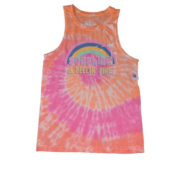 Love & Pineapples Tie-Dye Tank Top - Sunshine & Feelin' Fine Graphic - S - Picture 1 of 6